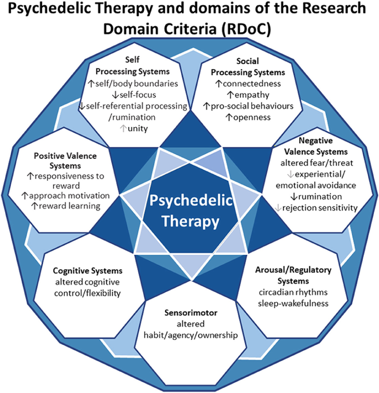 Therapeutic Use of Psychedelics, Image illustrating the therapeutic use of psychedelics in mental health treatment, showcasing substances like psilocybin, MDMA, and LSD in psychotherapy and clinical trials.