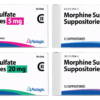 Morphine sulfate tablet on a white background, used for managing severe pain under medical supervision.