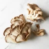 Close-up of fresh oyster mushrooms with white to light brown caps and delicate gills, ready for cooking or harvesting.