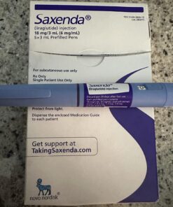 Saxenda weight loss medication injection pen, used for appetite control and long-term weight management.