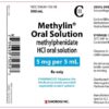 A close-up image of Methylin Oral Solution, a prescription medication containing methylphenidate used to treat ADHD and narcolepsy.